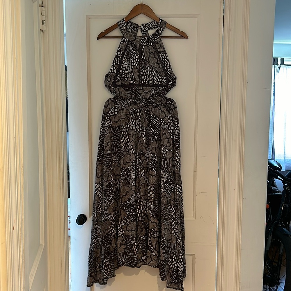 Blue boho backless maxi dress